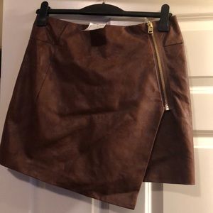 Brown, Leather, H&M Skirt, 10 (never worn, tags)